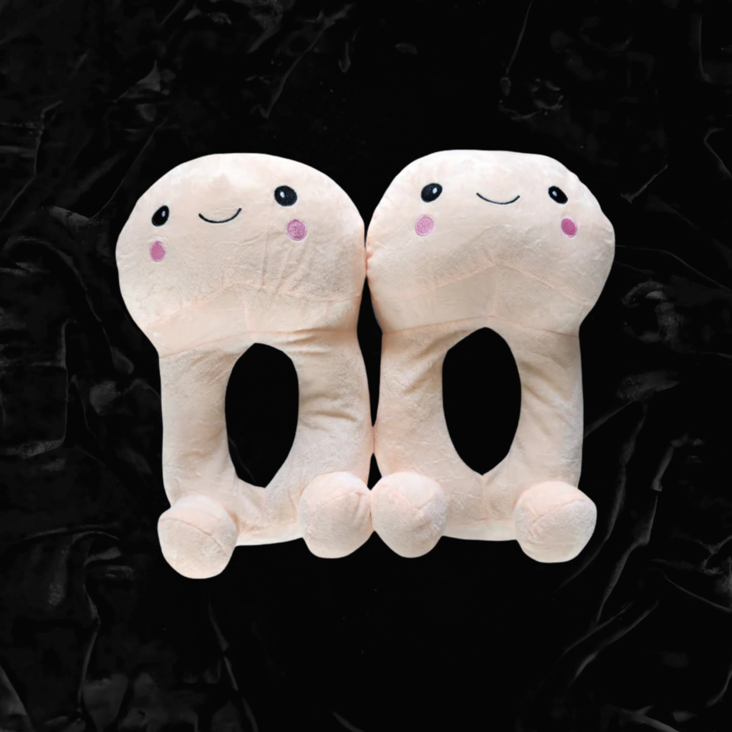 Plush Happy Penis Slippers | Brown & Cream